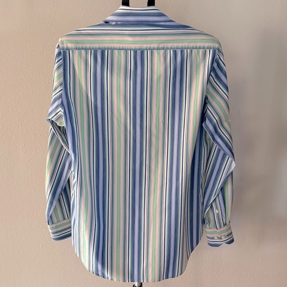 Tailorbyrd Long Sleeve Shirt Button Up Multicolor Blue Striped Men’s Size Medium - Picture 4 of 10